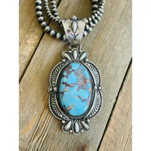 Collier à trois rangs en argent sterling avec perles turquoise Golden Hill, motif floral, cadeau de mariage - Product Image 1