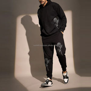 Ensemble de survêtement moderne style streetwear, sweat-shirt élégant et pantalon de jogging avec strass respirant pour hommes et femmes en hiver - Product Image 2