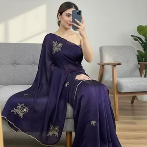 Exclusive Designer Look Soft Premium Space Silk <b>Saree</b> Traditional Elegant Stylish Fancy Latest Indian Modest Wedding Party - Product Image 1