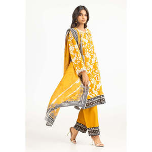 Conjunto de Traje de 3 Piezas Estampado Color Mostaza para Mujer - Product Image 2