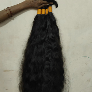 Cheveux de luxe naturels droits ondulés en vrac 100% extensions de cheveux crus indiens 100 grammes par paquet personnaliser la couleur prix de gros - Product Image 1