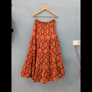 Robe longue bohème décontractée pour femmes, style bohème, jupe maxi en coton à imprimé naturel réglable, cordon de serrage, à volants, écologique - Product Image 6