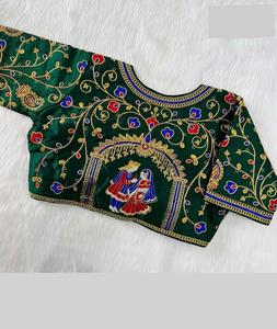 Blusa de Sari de seda fantasma multicolor de trabajo de bordado pesado de diseñador indio ropa de fiesta de mujer lista para usar - Product Image 1