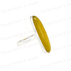 Christmas Selling Solid 925 Sterling Silver Yellow Chalcedony <b>Quartz</b> 10x30mm Oval Bezel Setting <b>Ring</b> for Women Handmade Jewelry - Product Image 1