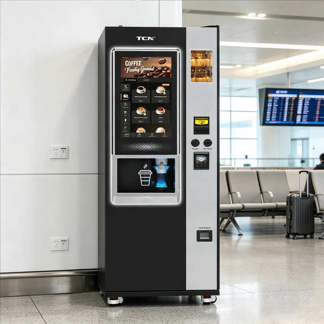 TCN 24/7 Commercial Freshly Ground Coffee Bean Vending Machine Touch Screen QR Code Payment Shopping Mall Use