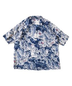 Silk Indigo Dye Fabric Tiger Print Bale Camisetas Vintage para hombre - Product Image 4