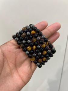 Hot Sale Black Obsidian Hematite Tiger Eye <b>Beads</b> Trendy Religious <b>Crystal</b> Bracelet Natural Healing Stone Triple Protection Gifts - Product Image 6