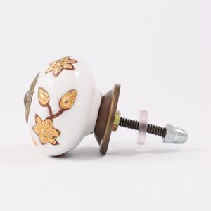 Tiradores de cajón de armario con flores doradas marrones de cerámica hechos a mano al por mayor tiradores de puerta de cocina tiradores de muebles manija de muebles de tocador de cocina al por mayor - Product Image 2