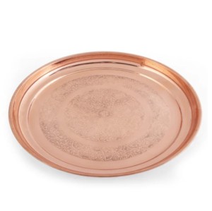 Assiette de service martelée en cuivre de forme ronde assiette de service en cuivre fabriquée à la main indienne assiette en métal en cuivre - Product Image 6