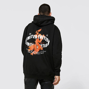 Sweat à capuche en polaire prélavé 350G surdimensionné de qualité supérieure avec motif solide col à capuche d'hiver sérigraphie - Product Image 4