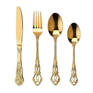 Ensemble de couverts en laiton avec finition dorée miroir, parfait pour les hôtels, les mariages et les cadeaux de pendaison de crémaillère, nouvel arrivage - Product Image 1