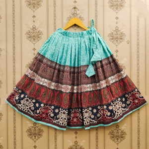 Shoryam Fashion Lehenga Choli de Poliéster Estampado Ferozi de Calidad Premium, Estilo Étnico y de Fiesta, Largo hasta el Suelo, Completamente Cosido para Niñas, Nuevo - Product Image 6