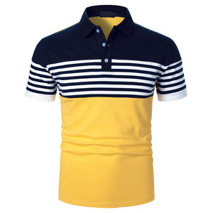 Streetwear décontracté respirant avec logo personnalisé, polos à rayures en polyester 100% pour hommes, polos de golf à manches courtes - Product Image 1