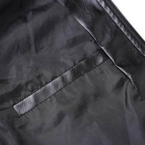 Chaqueta de bombardero con cuello mandarín Anti-Uv transpirable de cuero genuino para hombre con forro de algodón estilo motociclista para invierno - Product Image 6