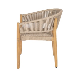 Chaise de salle à manger moderne en teck massif de haute qualité avec tressage en corde pour usage intérieur/extérieur - Product Image 3