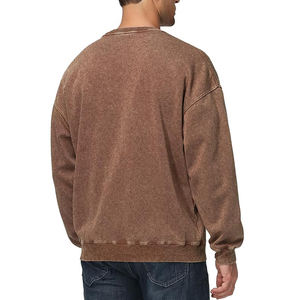 Lavage à l'acide O cou taille personnalisée 100% coton produit professionnel solide motif basiques coton mélangé sweat-shirt pour hommes - Product Image 6