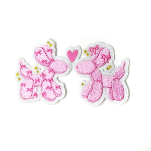 Patch en forme de cœur de chien à double ballon rose de dessin animé pour la décoration des vêtements - Product Image 5