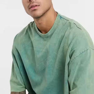 Logo personnalisé imprimé coton 180 GSM hommes T-Shirt d'été surdimensionné lourd en vrac lavé solide motif longue longueur - Product Image 2