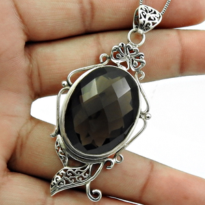 Colgantes de piedras preciosas de cuarzo ahumado Natural de Plata de Ley 925 de lujo de gama alta, joyería Bohemia para mujeres y hombres, moda Unisex OEM - Product Image 2