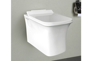 Hiện đại một mảnh tường treo nhà vệ sinh gốm giấu bể kéo dài bát không có vành nước gần P-trap thoát nước Mô hình phòng tắm - Product Image 5