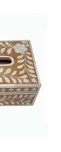 Elegante caja de pañuelos de madera con incrustaciones de hueso hechas a mano, soporte decorativo Premium para espacios de vida modernos - Product Image 3