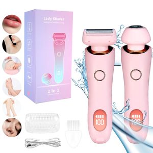 Depiladora Eléctrica Húmeda/Seca para Mujer, IPX7 Impermeable, Inalámbrica, para Rostro, Líneas del Bikini, Brazos y Piernas, Afeitadora Íntima 2 en 1 - Product Image 1