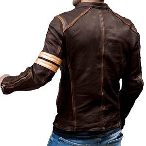 Chaqueta de carreras unisex de piel de oveja auténtica marrón con certificado CE para invierno, transpirable, a prueba de viento - Product Image 3