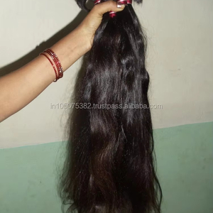 Extensiones de cabello humano liso REMY indio Virgen sin procesar para trenzas de India - Product Image 1