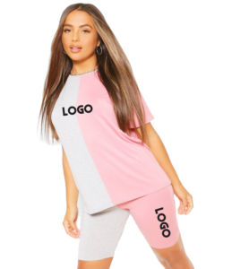 Logo personnalisé 2024 été nouvelles femmes vêtements 100% coton tenues décontractées deux pièces ensemble court vêtements de sport costumes de sport 2 pièces ensemble d'été - Product Image 1