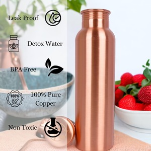 Bouteille d'eau en cuivre pur de haute qualité, écologique, réutilisable, anti-fuite, pour le yoga, la salle de sport, la maison et l'extérieur - Product Image 3