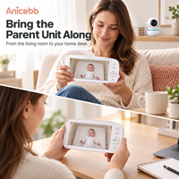 Anicebb Moniteur vidéo pour bébé 5 pouces avec unité parentale rechargeable 5000 mAh, 2,4 GHz FHSS, VOX, alerte batterie faible, sans Wi-Fi, pour la maison