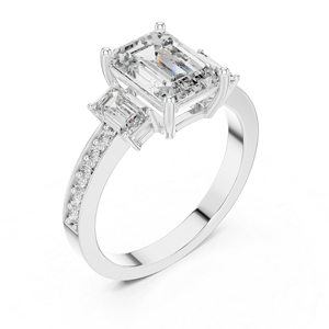 Bague en or jaune 14 carats avec émeraude et diamant rond de laboratoire pour femmes |   Bague de fiançailles |   Nouveau diamant cultivé - Product Image 2