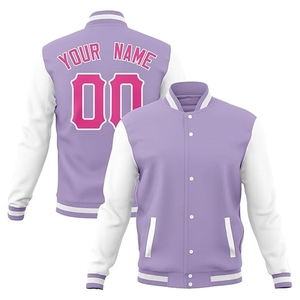 เสื้อแจ็คเก็ตวาร์ซิตี้สีลาเวนเดอร์และสีขาวสำหรับผู้ชาย  แบบสั่งทำพิเศษ พร้อมชื่อและหมายเลข 00 ของคุณ - Product Image 1