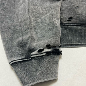 Sudaderas con capucha desgastadas para hombre personalizadas OEM, ropa de calle de algodón de alta calidad para otoño, sudaderas con capucha desgastadas para hombre, venta al por mayor - Product Image 3