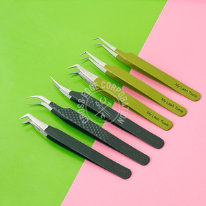 New Arrival 90° Boot Volume Lash Tweezers Curved Classic Eyelash Extension Tweezer Non-Slip Lightweight <b>Tool</b> - Product Image 1