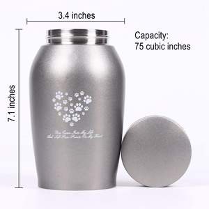 Urne pour animaux de compagnie en acier inoxydable Urnes de qualité supérieure pour cendres de chien et de chat Urnes de taille appropriée pour cendres d'animaux de compagnie (gris moyen) - Product Image 2