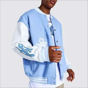 Chaqueta Varsity Vintage Personalizada de Alta Calidad para Hombre, Cuello Alto, Decoración con Botones, Parche de Chenilla, Cierre Frontal con Cremallera, Estilo Béisbol para Invierno - Product Image 2