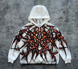 Invierno Y2k Jersey de manga larga Suéter de bolsillo Vintage Oversize Monster Stripe Impreso hombre hoodi Streetwear Sudadera - Product Image 1