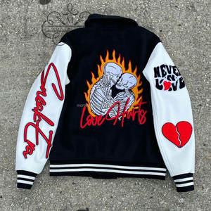 Chaqueta universitaria de alta calidad para hombre, parches de chenilla bordados, chaqueta universitaria de béisbol personalizada con letras, ropa de calle ODM OEM - Product Image 3