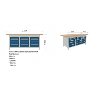 Funzione banco da lavoro 2004 x 750 x 850 mm con 15 cassetti - Product Image 5