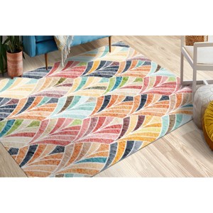 Tapis imprimé à motifs ethniques colorés : design moderne en chenille pour la décoration de la maison, tapis en velours - Product Image 2