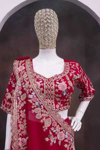 Elegante Conjunto de Vestido Anarkali Bordado en Poliéster Fandi con Dupatta y Pantalón, Colección de Diseño Festivo, Ropa de Fiesta, Estilo Bollywood - Product Image 2