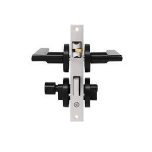 Ensemble de poignées de <span class=keywords><strong>porte</strong></span> en acier inoxydable noir moderne, installation facile, design ambidextre, commande poussoir-tiroir pour portes intérieures - Product Image 2