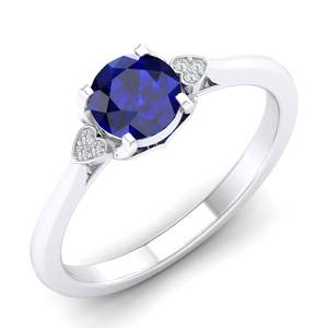 Anillos de Compromiso REYES con Moissanita Certificada GRA, Joyería Fina en Plata de Ley 925 con Gema de Zafiro Azul Natural - Product Image 2