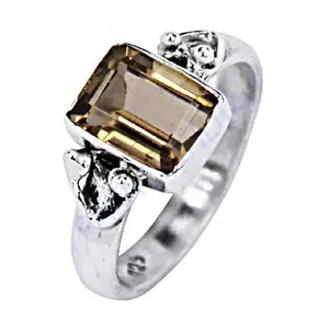 Anillo de Plata 925 Hecho a Mano para Mujer, con Cuarzo Ahumado, Turquesa y Topacio, Diseño Geométrico Boho, Ideal para Regalo - Product Image 1