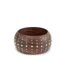 Brazaletes de madera en azafrán Natural ahumado, brazaletes de madera de mango de ébano, pulido natural - Product Image 2