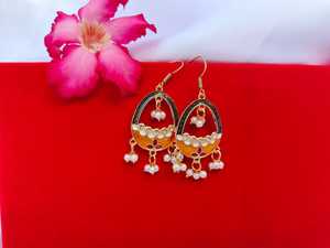 Meenakari Jhumka <b>Earrings</b> Kundan Big Pearls Jhumkas Indian Bollywood Jewellery Wedding Favor Eid Ramadan Haldi Bridesmaid Gifts - Product Image 6