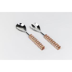 Stainless Steel <b>Soup</b> <b>Spoon</b> Salad Fork Set of 2 Metal Cutlery Set Wood Handles Custom Design Food Contact Safe Home Kitchen Uses - Product Image 1