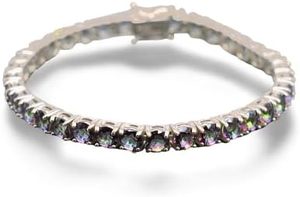 Bracelet pour femme en topaze mystique naturelle, cadeau de mariage, anniversaire, Noël, bijoux faits à la main, bracelet en argent sterling 925 - Product Image 3