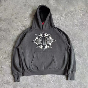 En gros Personnaliser Survêtement Lourd Meilleure Qualité Fissuré Dtg Impression Acide Lavé Unisexe À Capuche streetwear Mode - Product Image 1